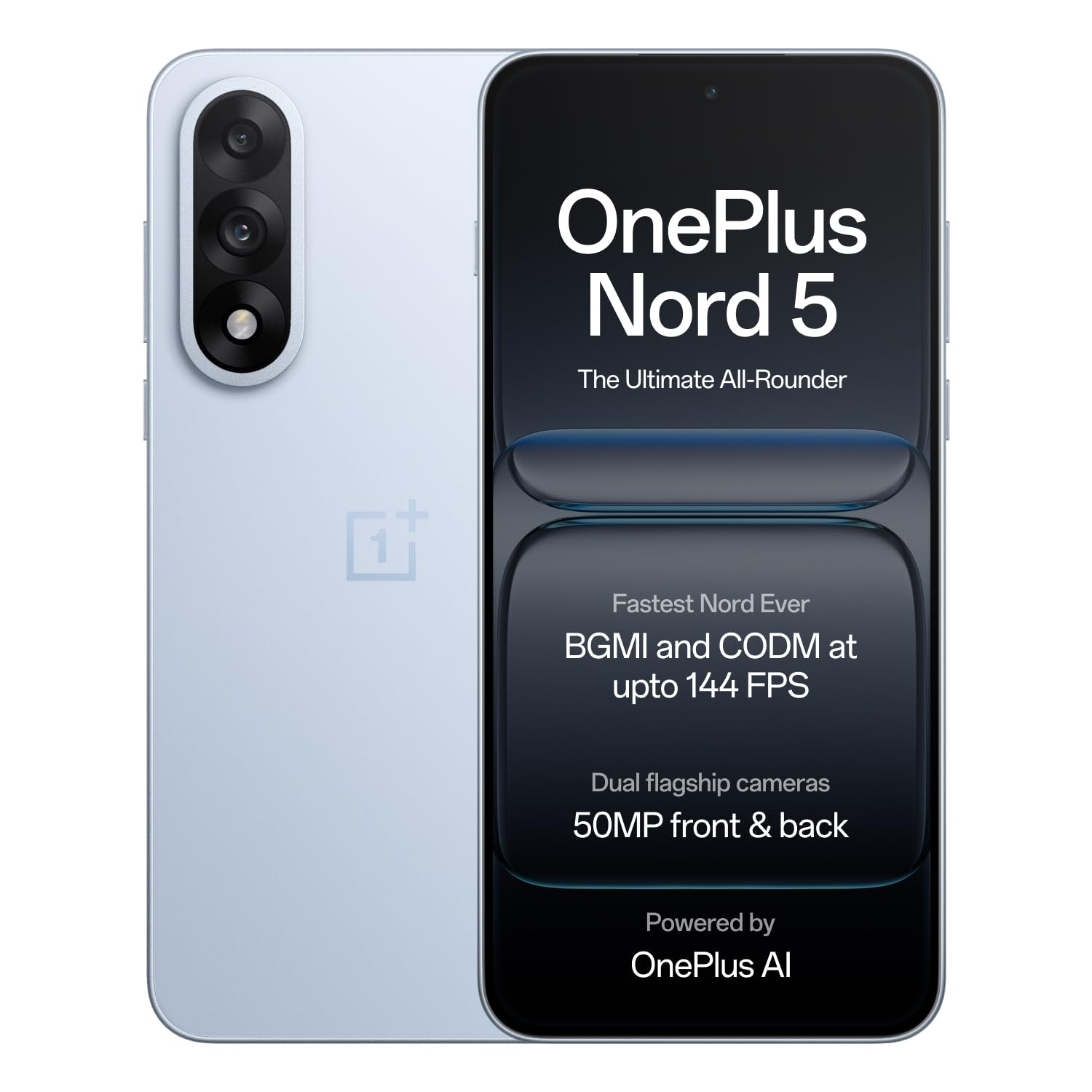 OnePlus Nord 5 | Snapdragon 8s Gen 3 | Stable 144FPS Gaming | Dual 50MP Flagship Camera | Powered by OnePlus AI | 8GB + 256GB